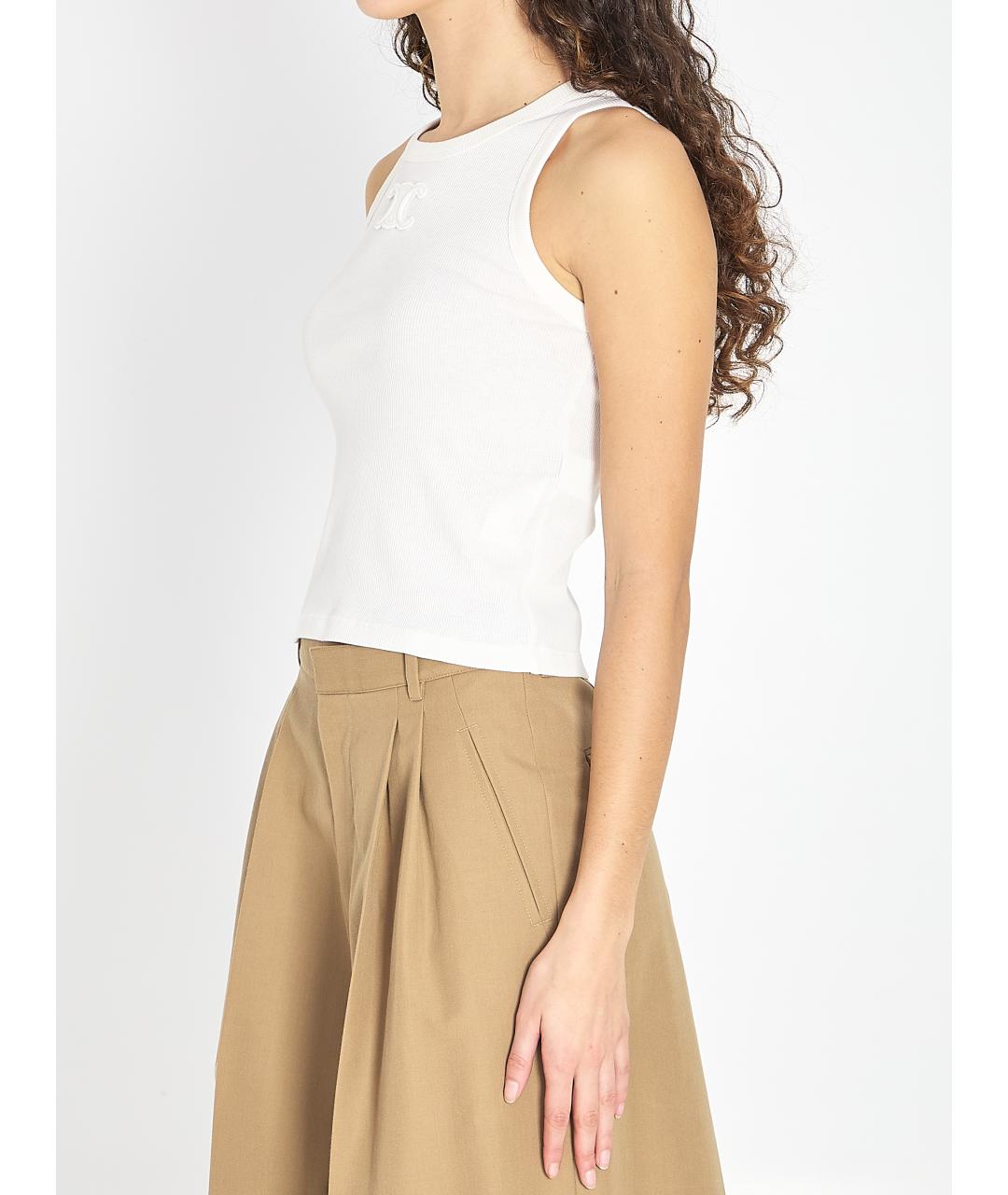 CELINE Белая хлопковая майка, фото 3