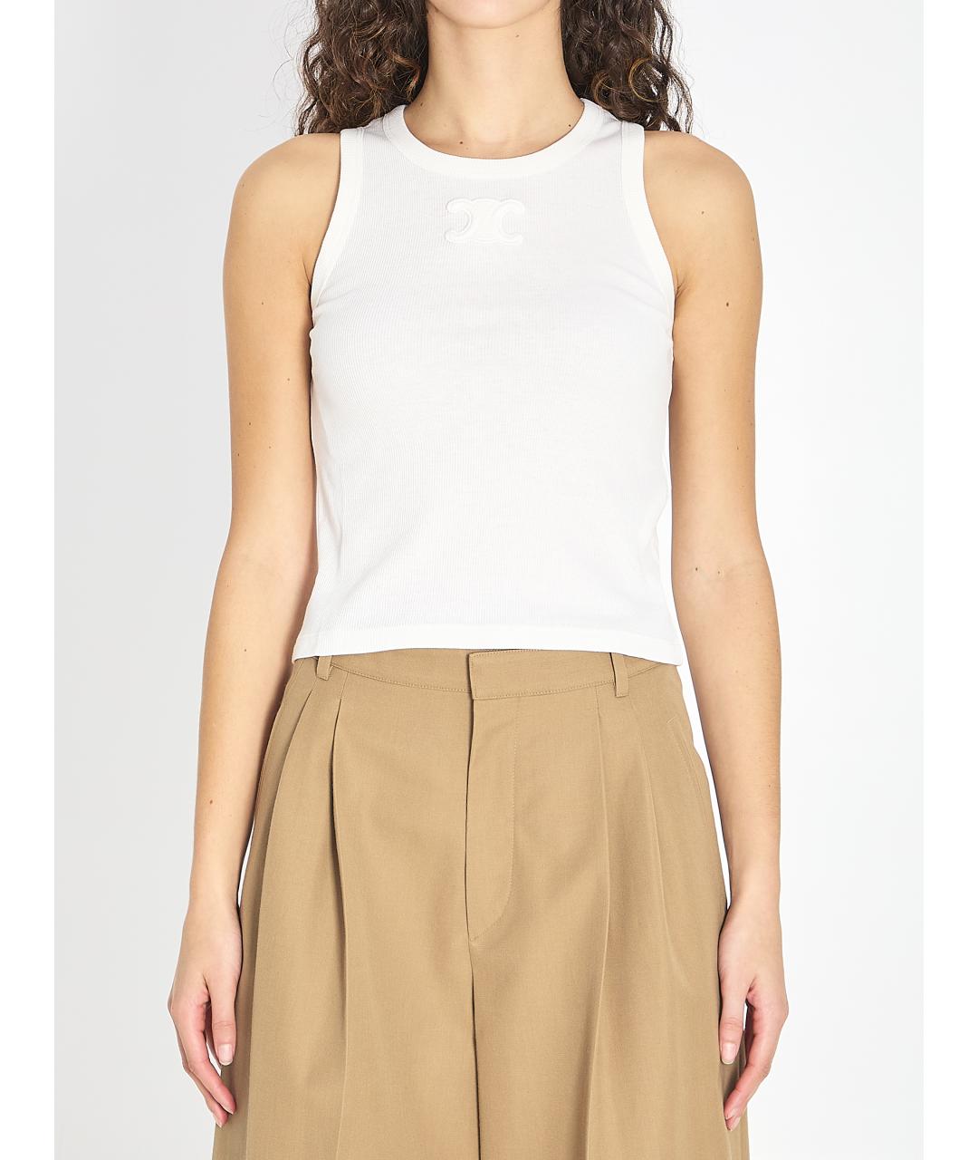 CELINE Белая хлопковая майка, фото 2