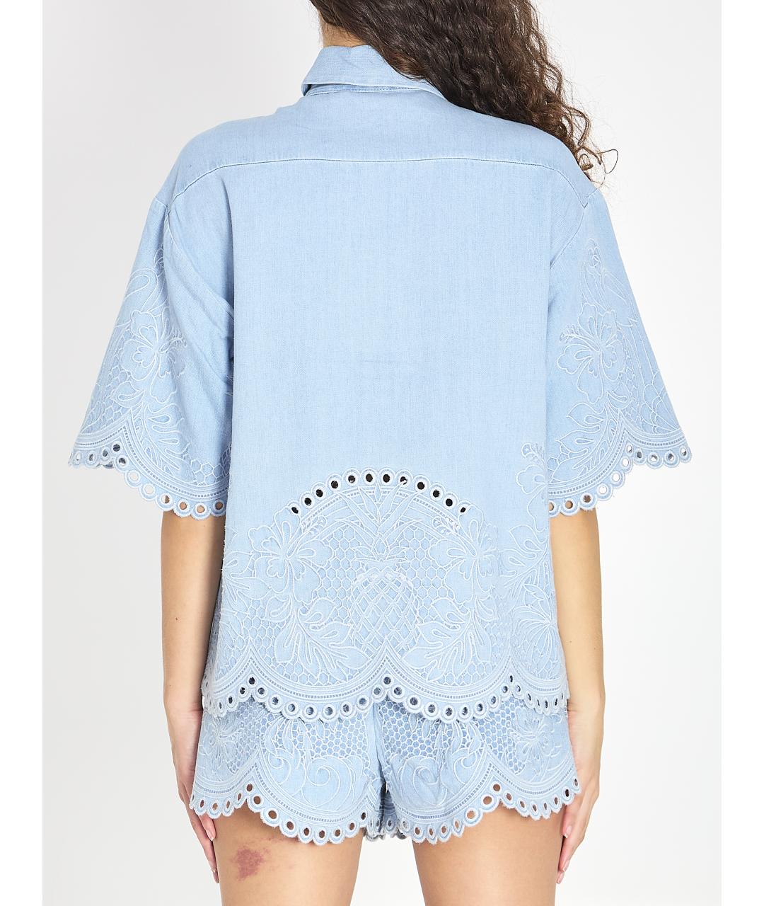 ZIMMERMANN Голубая хлопковая рубашка, фото 5