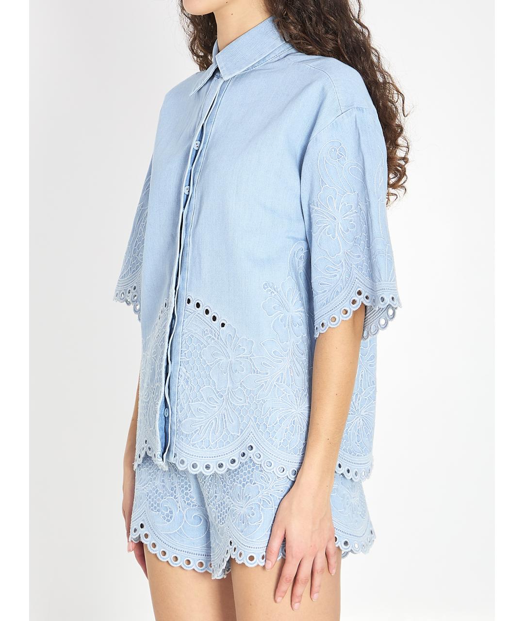 ZIMMERMANN Голубая хлопковая рубашка, фото 3