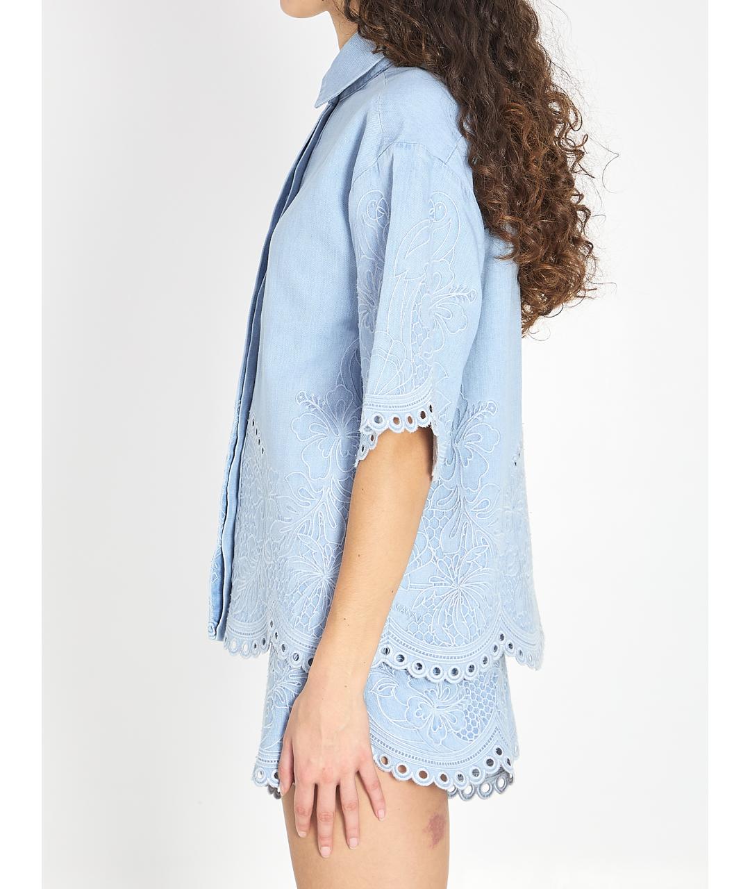 ZIMMERMANN Голубая хлопковая рубашка, фото 4