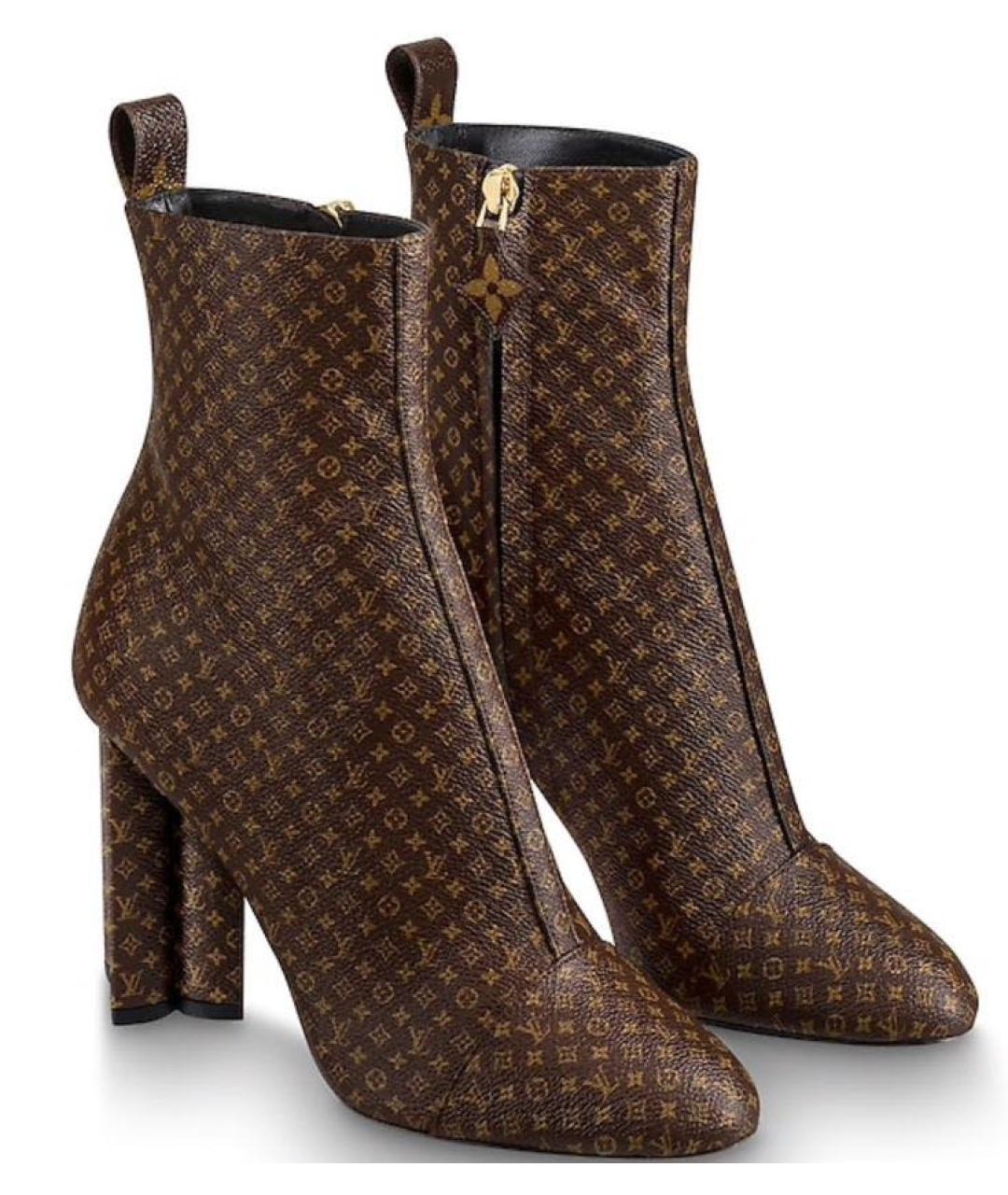 LOUIS VUITTON Коричневые кожаные ботильоны, фото 6