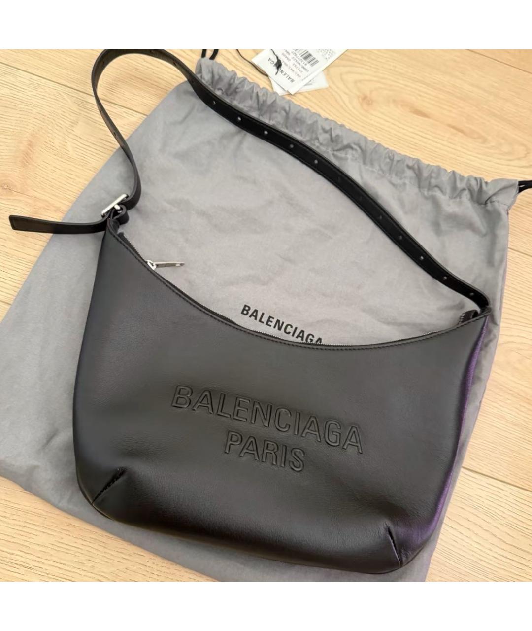 BALENCIAGA Черная кожаная сумка через плечо, фото 6