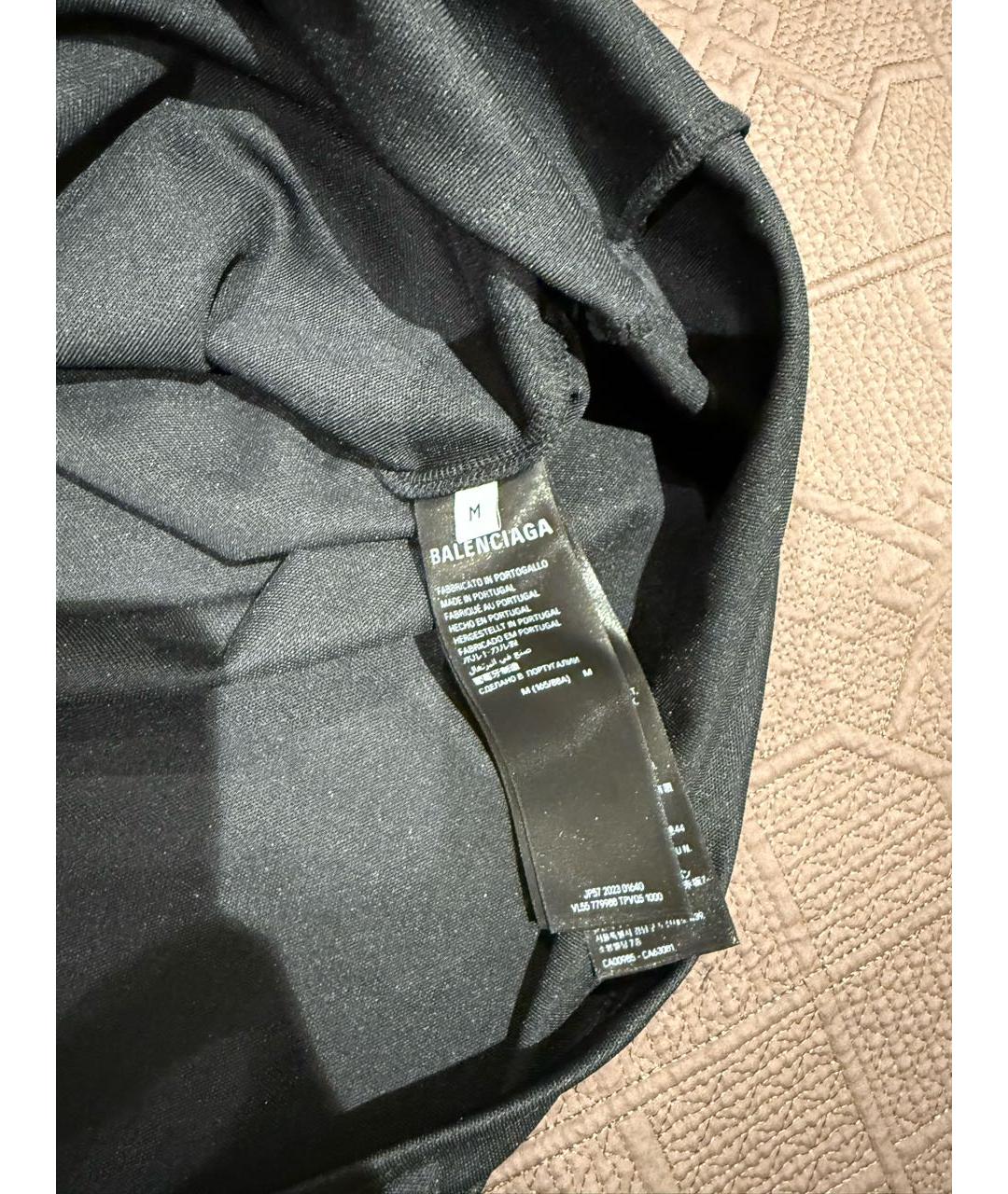 BALENCIAGA Черная полиэстеровая футболка, фото 2