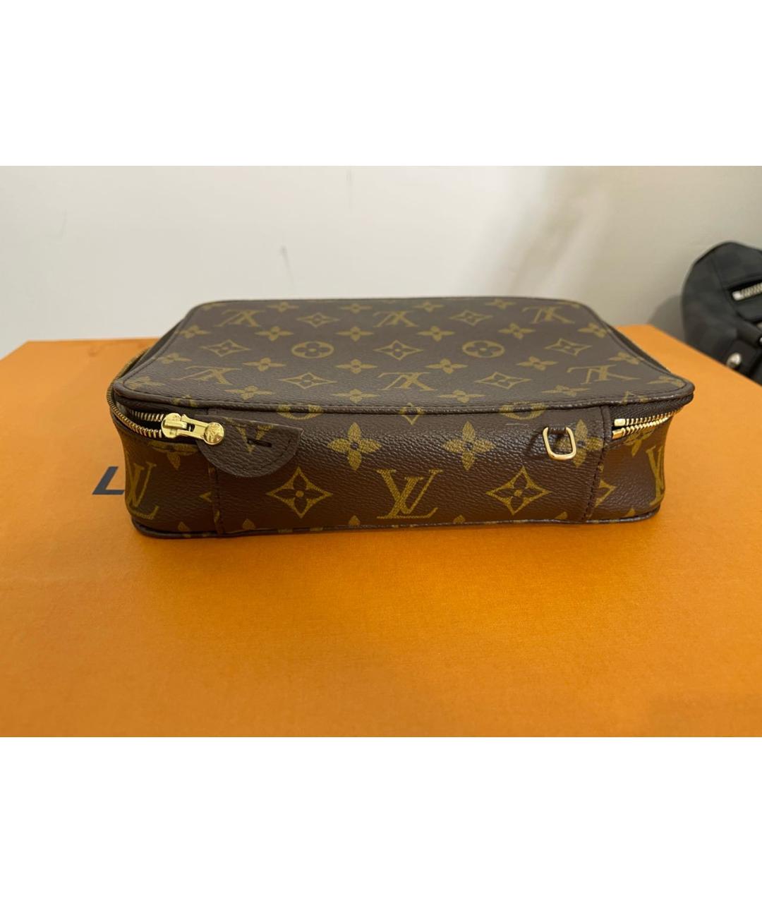 LOUIS VUITTON Коричневая кожаная косметичка, фото 2