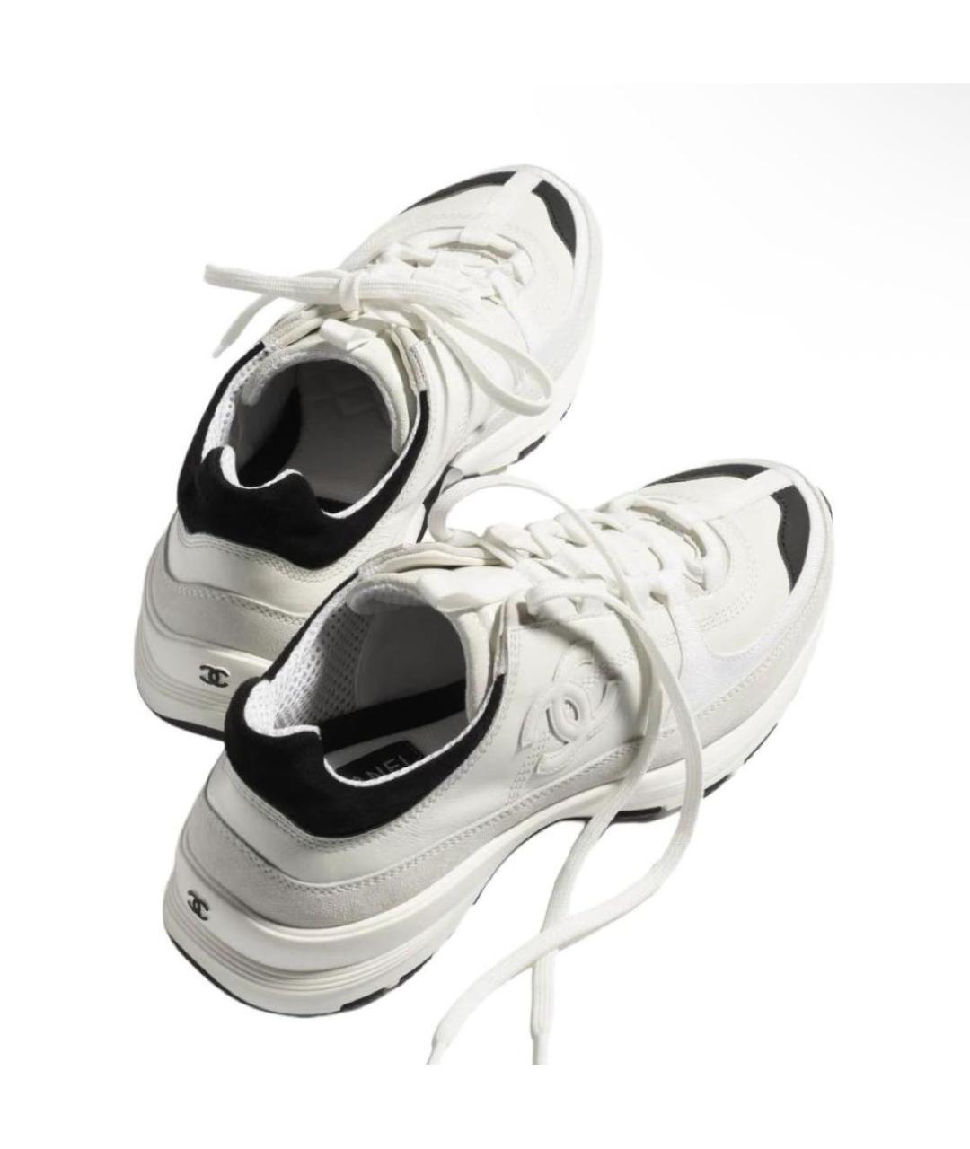 CHANEL Бежевые кожаные кроссовки, фото 3