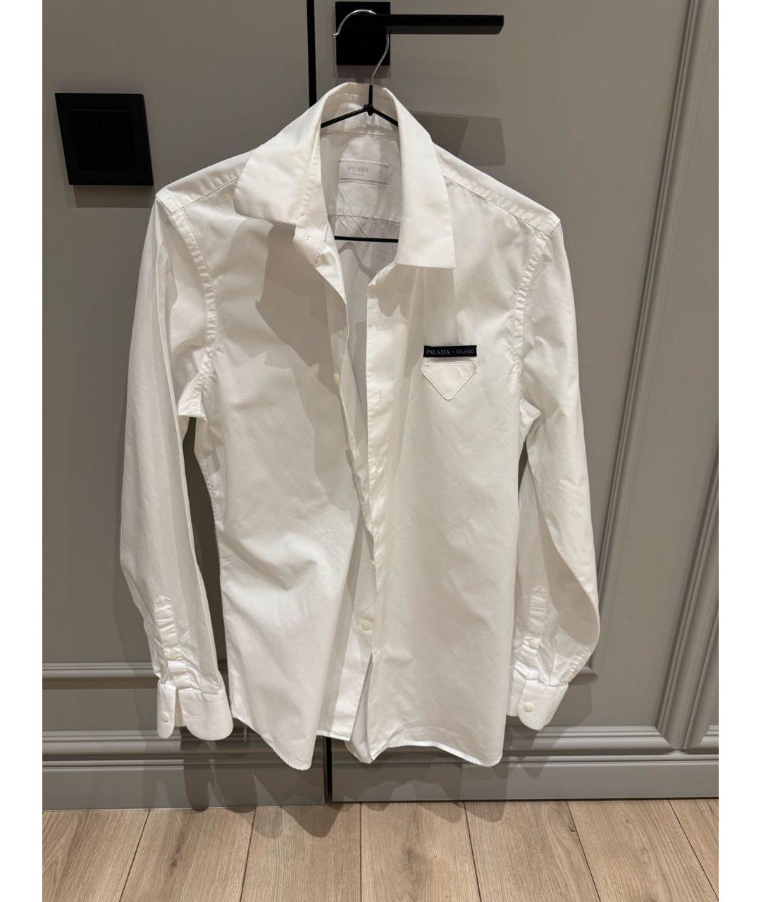 PRADA Белая хлопковая классическая рубашка, фото 5