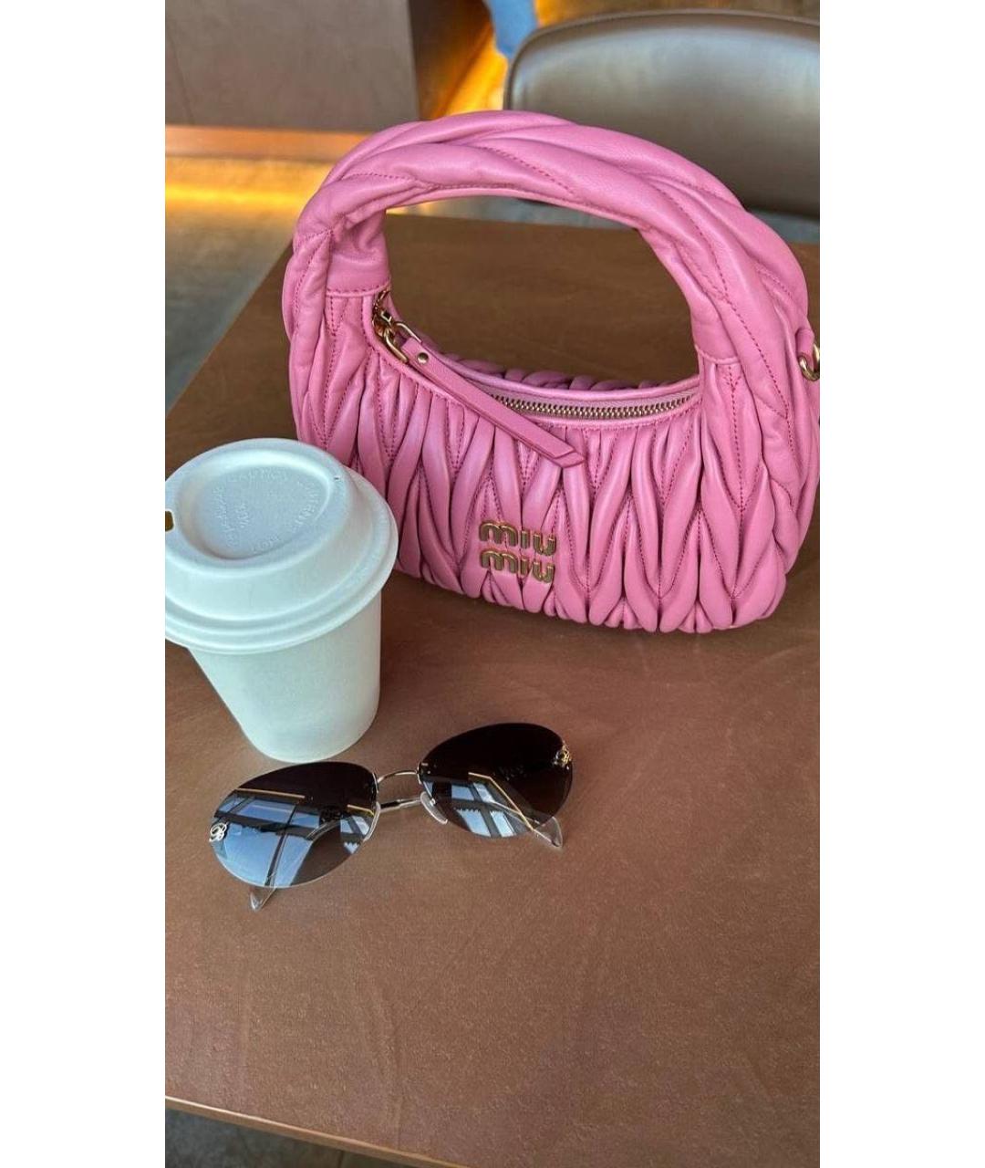 MIU MIU Розовая кожаная сумка с короткими ручками, фото 2
