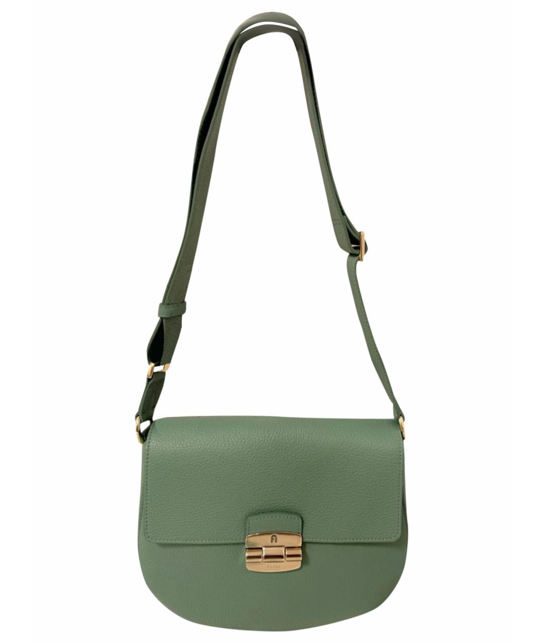 FURLA Зеленая кожаная сумка через плечо, фото 1