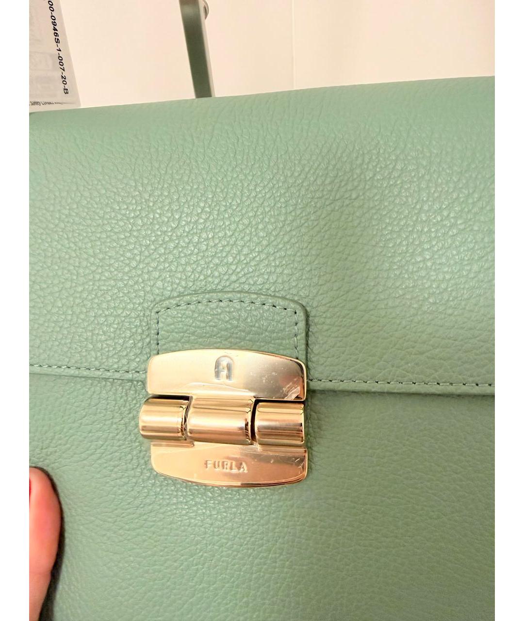 FURLA Зеленая кожаная сумка через плечо, фото 4