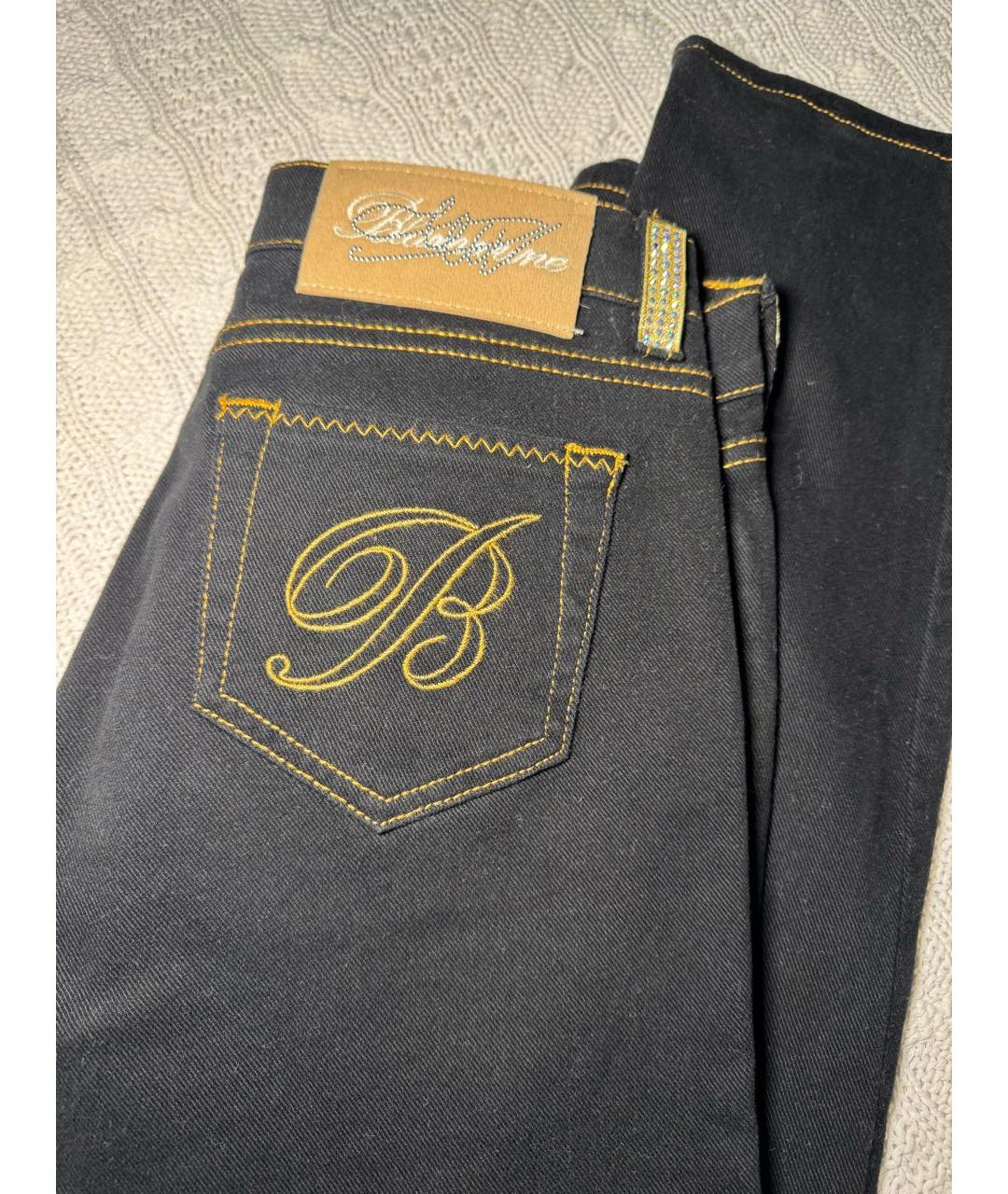 BLUMARINE Черные хлопковые джинсы слим, фото 4