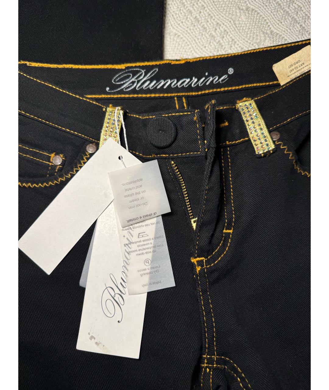 BLUMARINE Черные хлопковые джинсы слим, фото 3