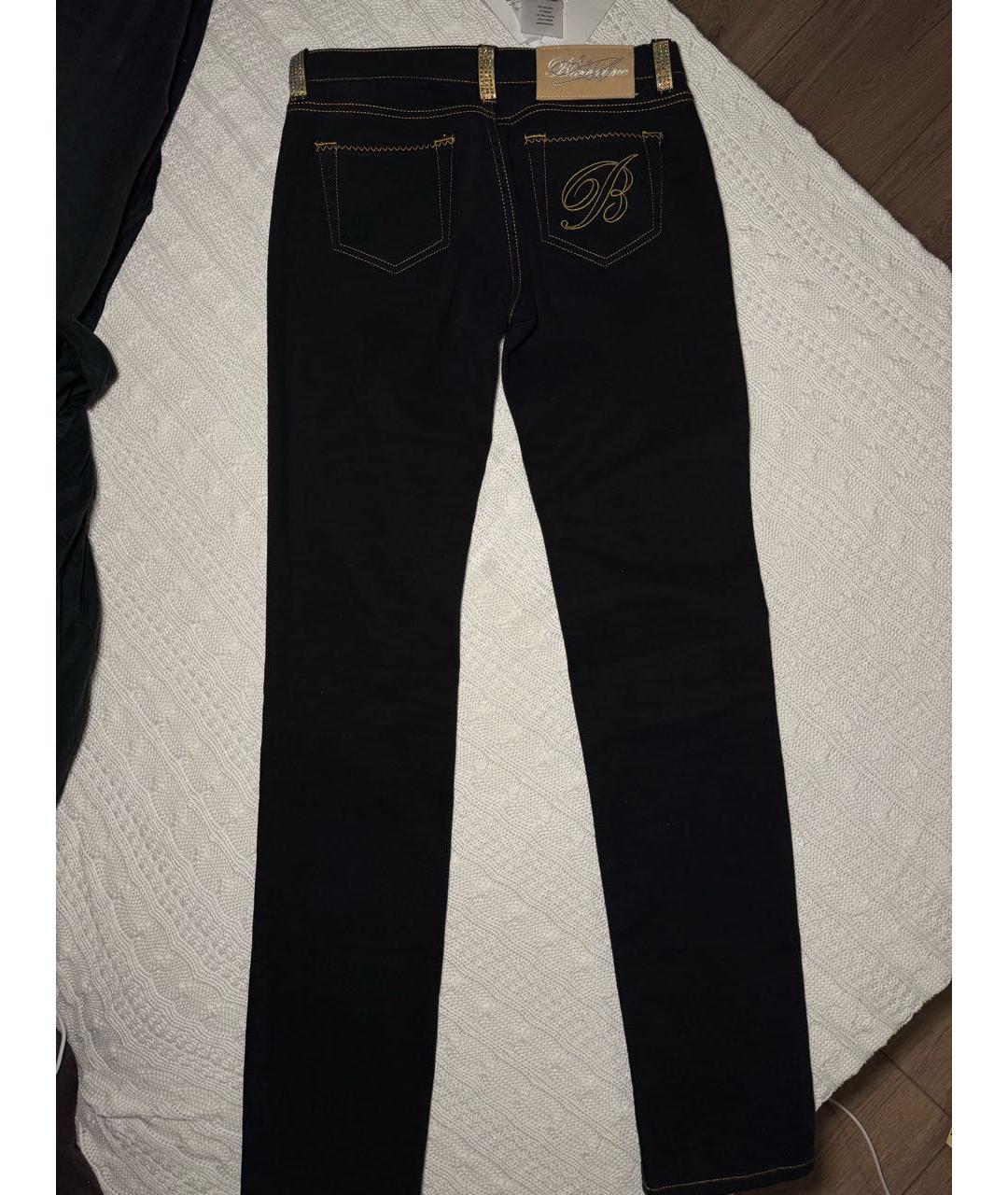 BLUMARINE Черные хлопковые джинсы слим, фото 2