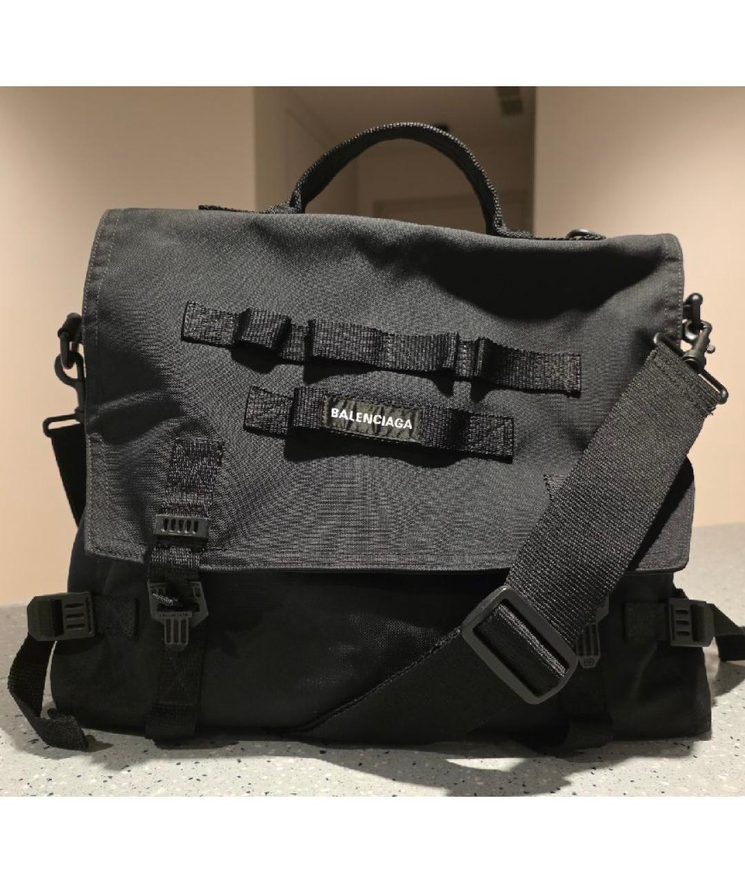 BALENCIAGA Черная синтетическая сумка тоут, фото 4