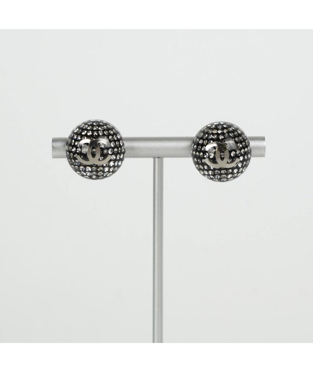 CHANEL Серые латунные серьги, фото 9