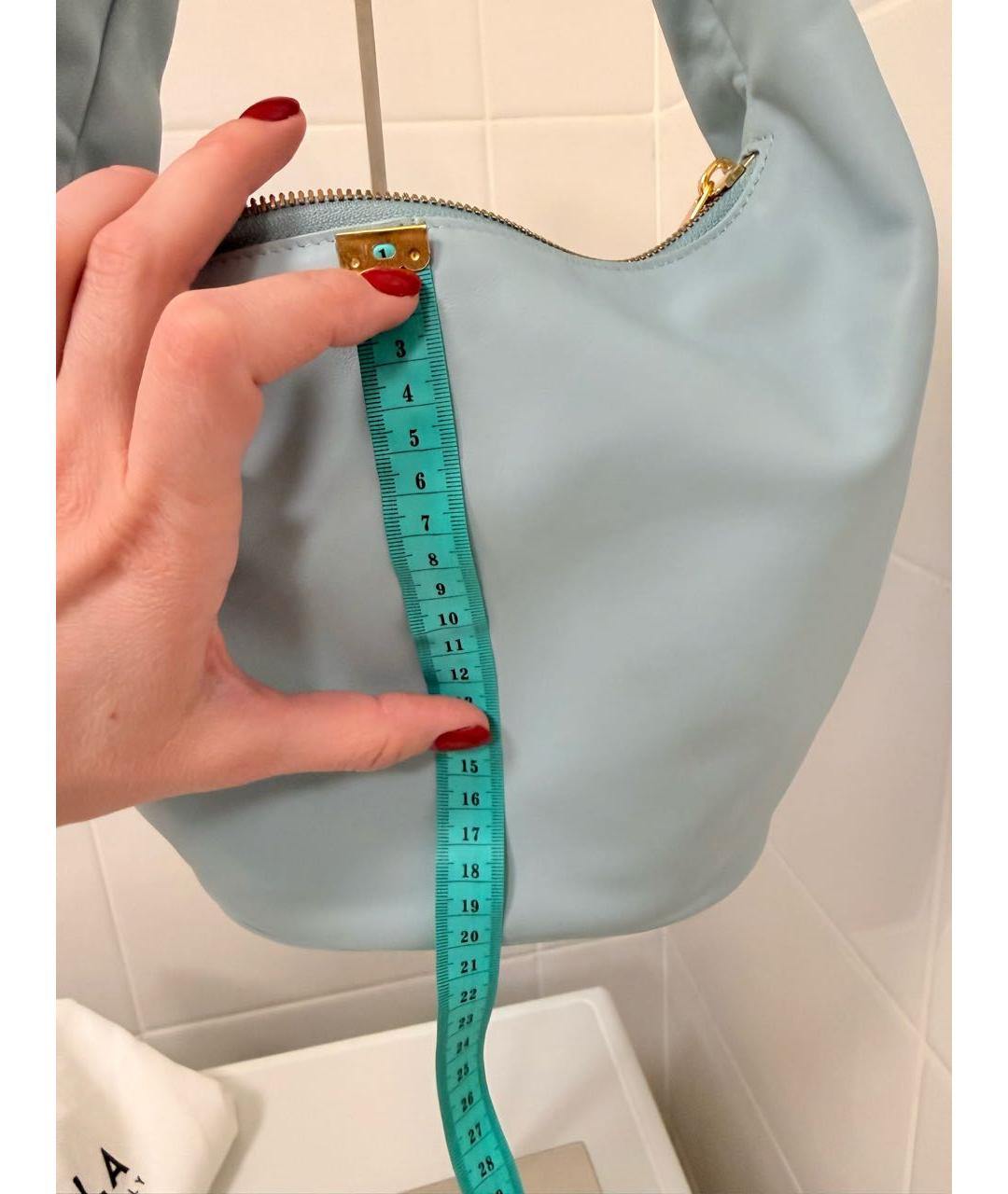 FURLA Голубая кожаная сумка с короткими ручками, фото 8