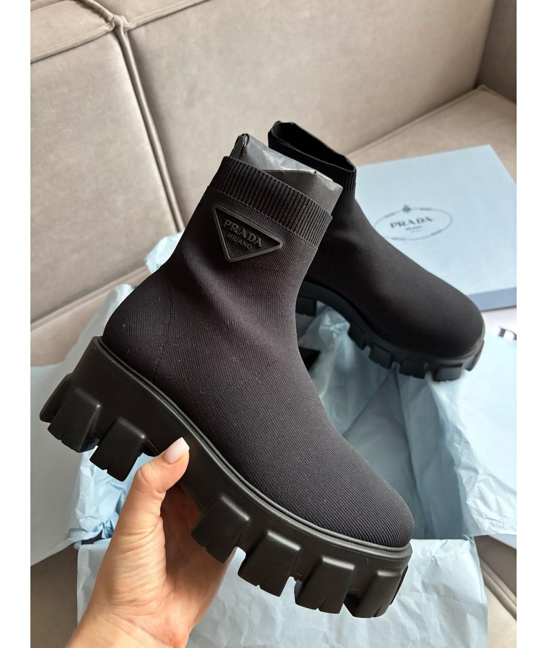 PRADA Черные неопреновые полусапоги, фото 3