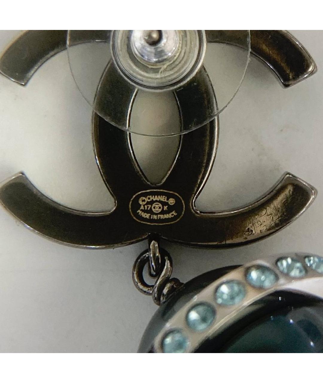 CHANEL Голубые латунные серьги, фото 7