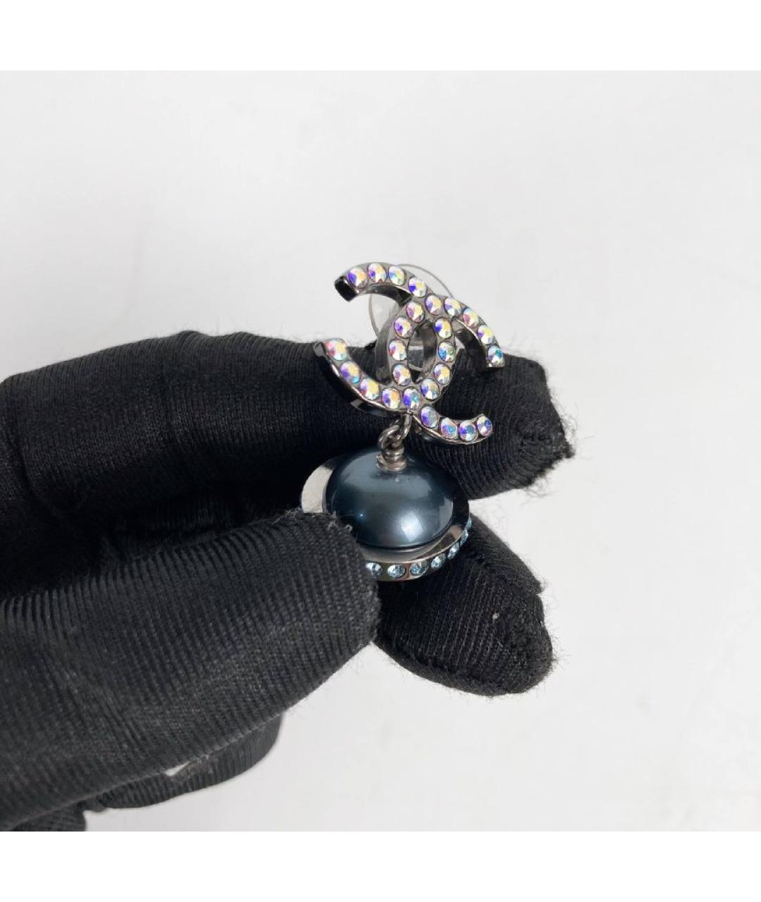 CHANEL Голубые латунные серьги, фото 6