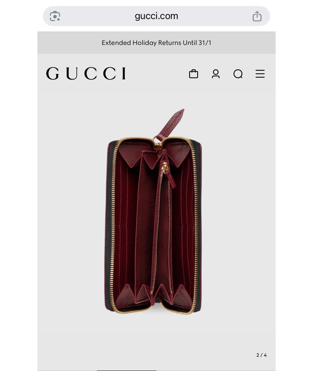 GUCCI Черный кожаный кошелек, фото 2