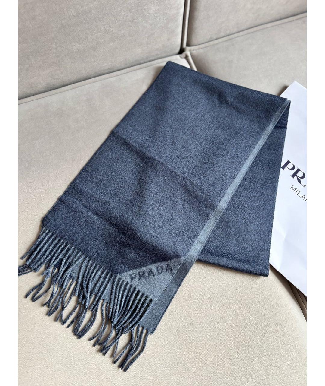 PRADA Темно-синий кашемировый шарф, фото 6