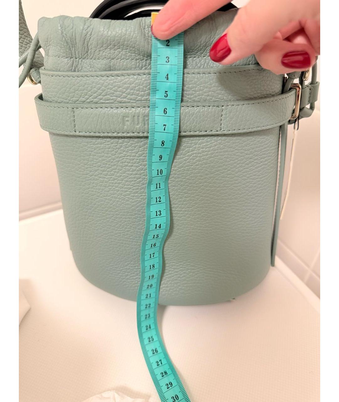 FURLA Зеленая кожаная сумка с короткими ручками, фото 8