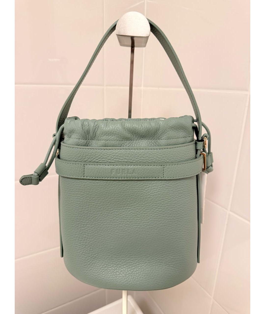 FURLA Зеленая кожаная сумка с короткими ручками, фото 2