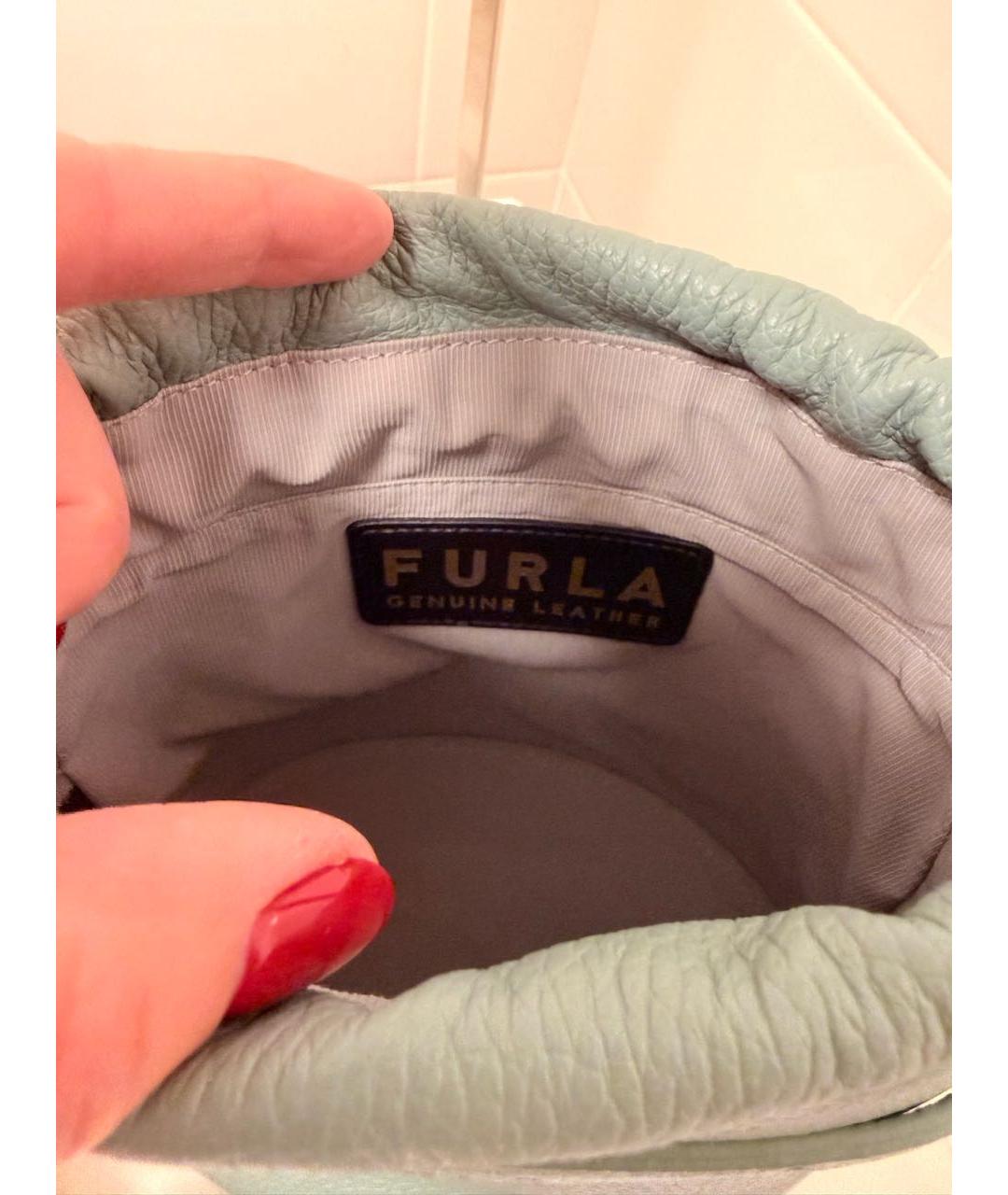 FURLA Зеленая кожаная сумка с короткими ручками, фото 4