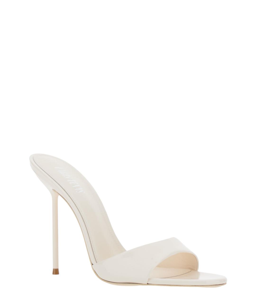PARIS TEXAS Белые мюли из лакированной кожи, фото 2