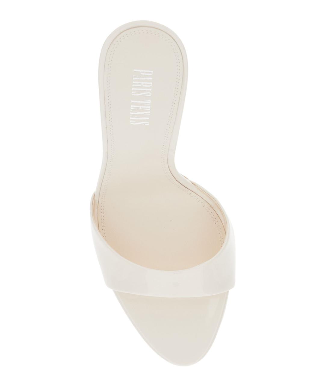 PARIS TEXAS Белые мюли из лакированной кожи, фото 4