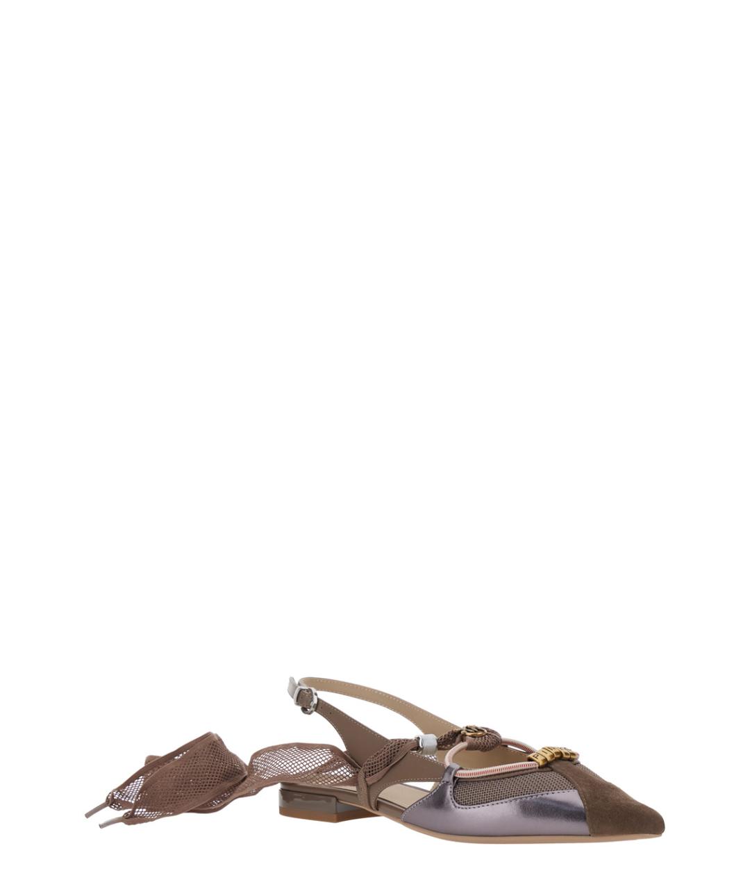 PINKO Коричневые текстильные балетки, фото 2