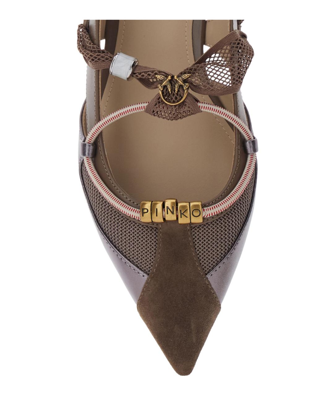 PINKO Коричневые текстильные балетки, фото 3