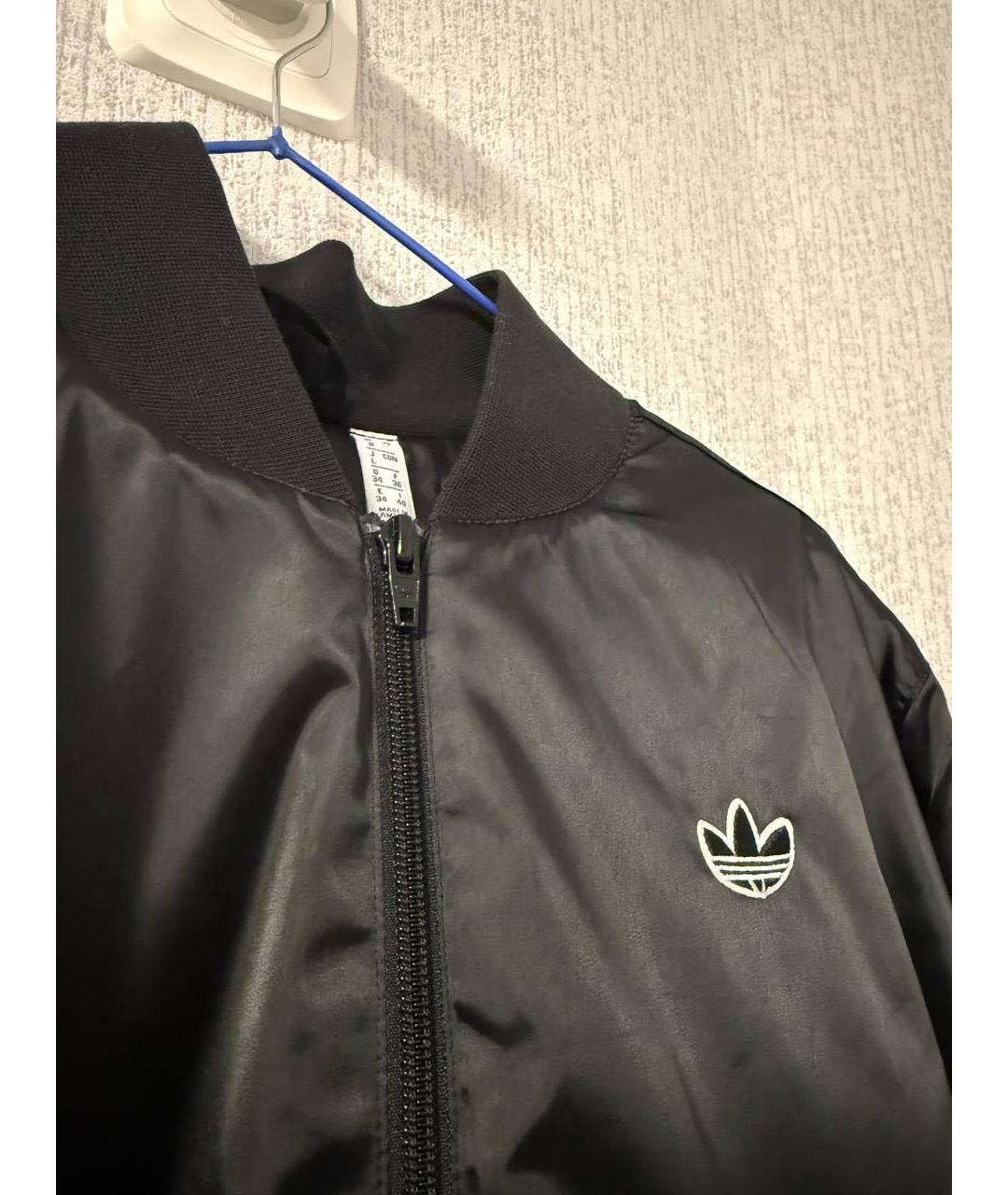 ADIDAS Черная синтетическая куртка, фото 4