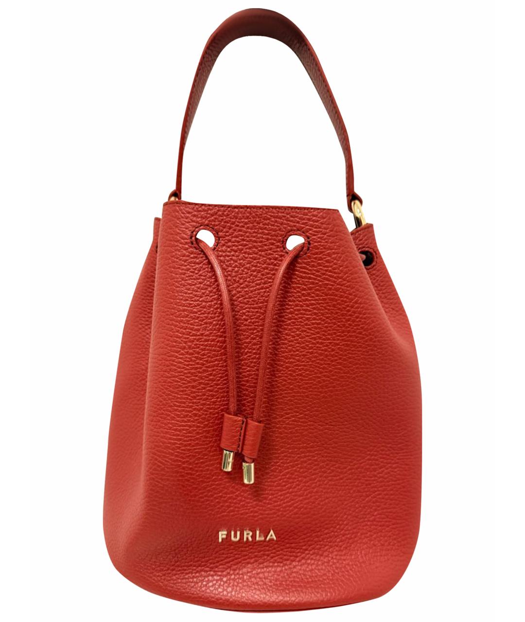 FURLA Красная кожаная сумка с короткими ручками, фото 1