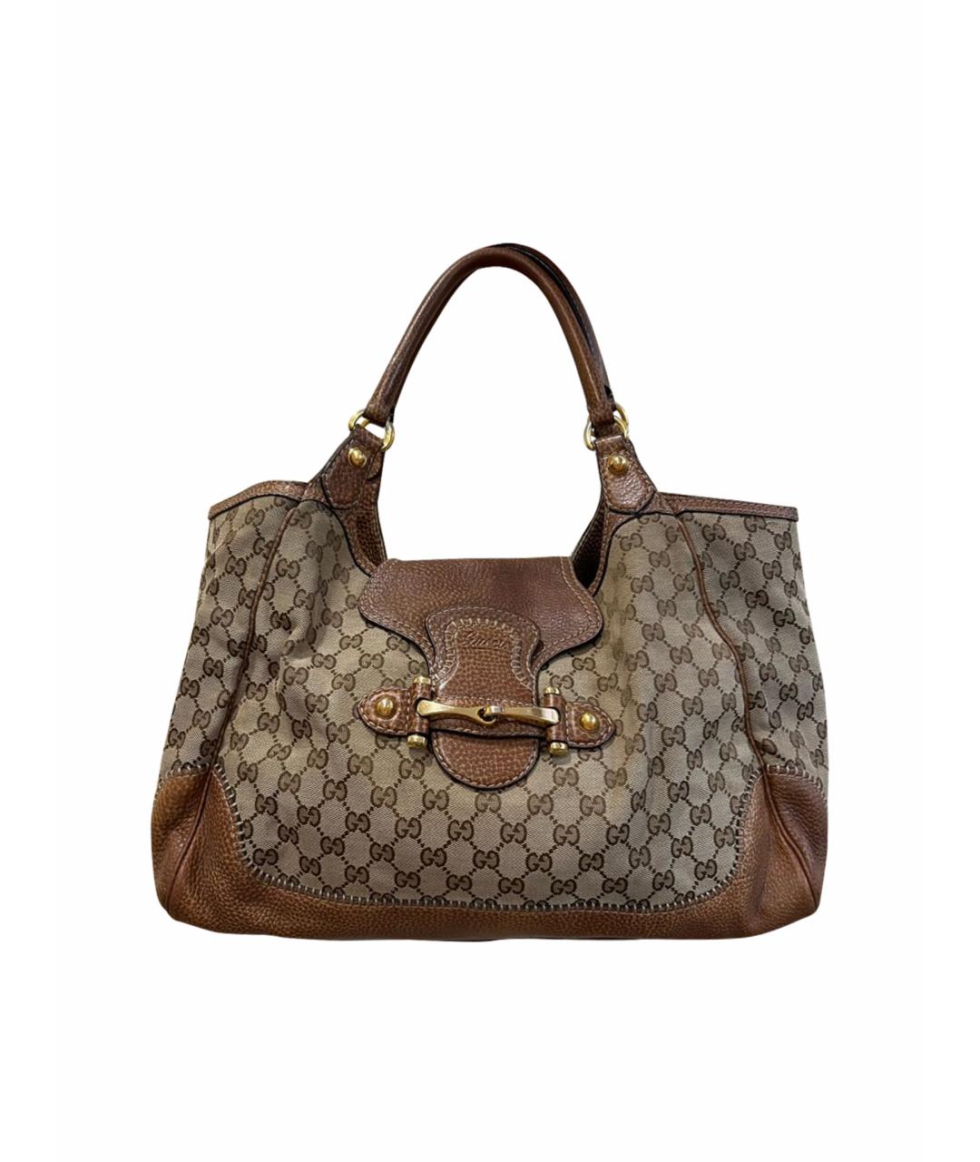 GUCCI Коричневая тканевая сумка тоут, фото 1