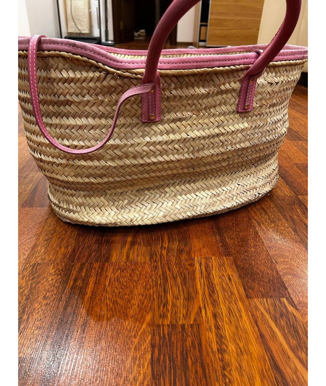 JACQUEMUS Розовая пелетеная пляжная сумка, фото 6