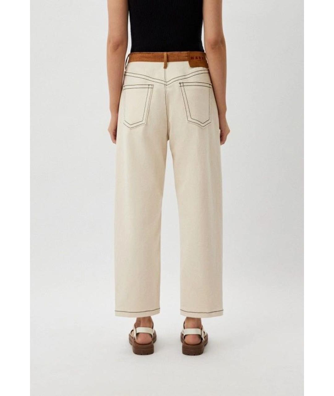 MARNI Белые хлопковые прямые джинсы, фото 3