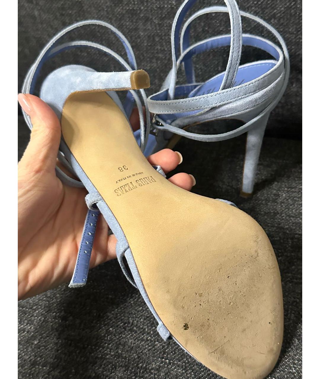 PARIS TEXAS Голубые замшевые босоножки, фото 7