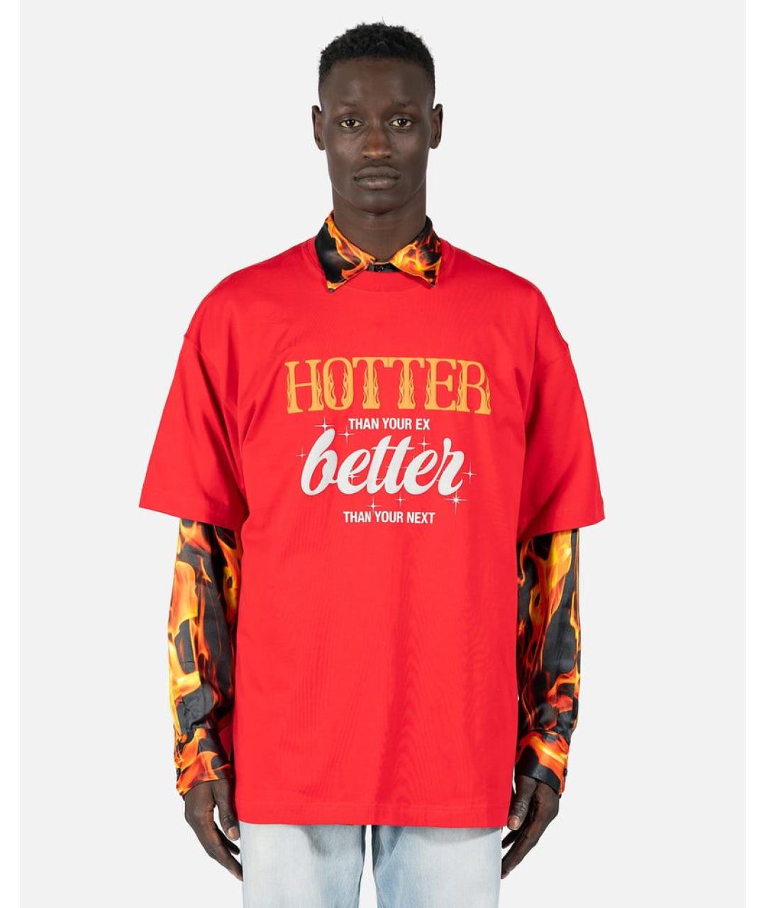 VETEMENTS Красная хлопковая футболка, фото 4