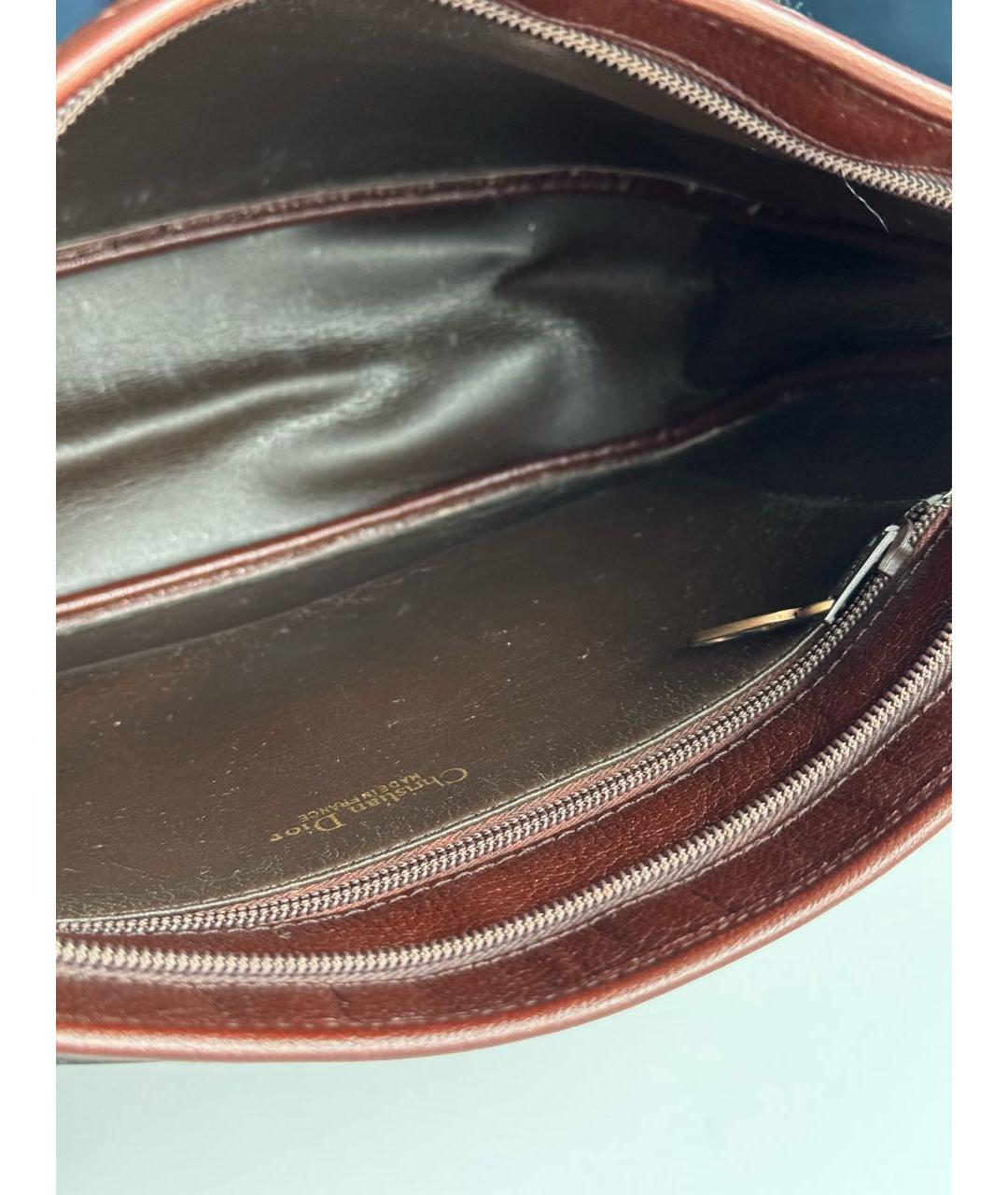 CHRISTIAN DIOR Коричневая кожаная сумка через плечо, фото 4