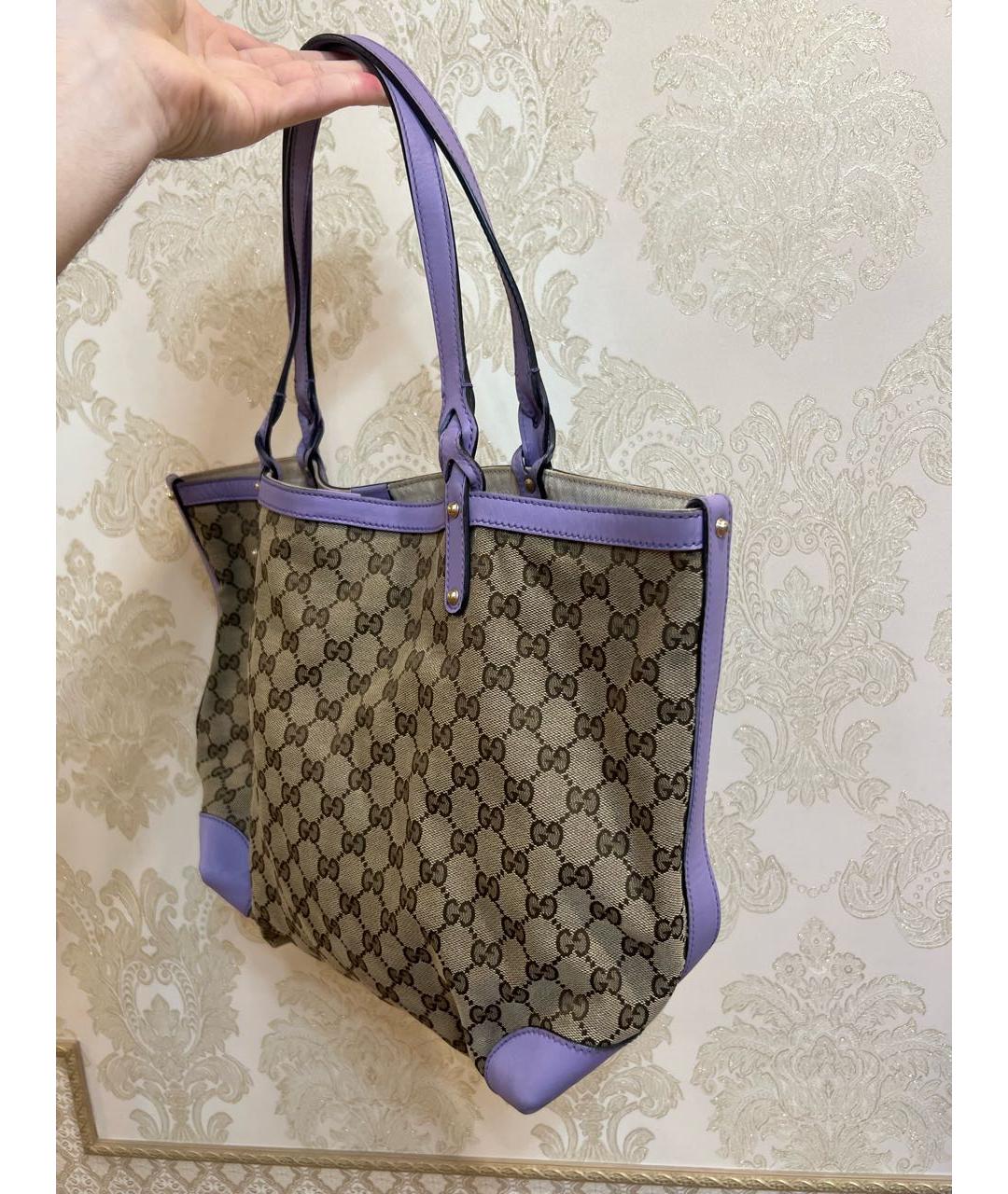 GUCCI Бежевая тканевая сумка с короткими ручками, фото 3