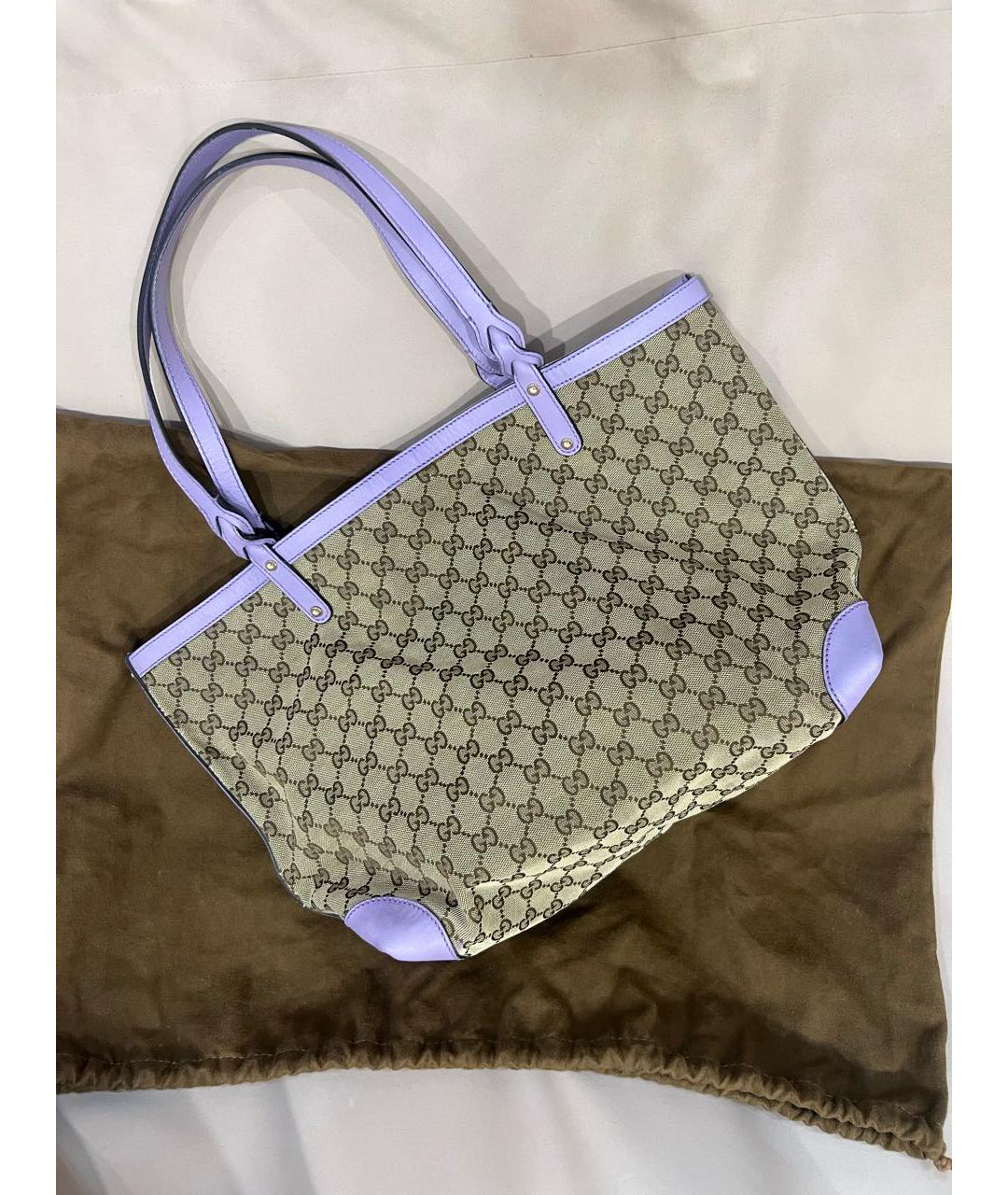 GUCCI Бежевая тканевая сумка с короткими ручками, фото 5