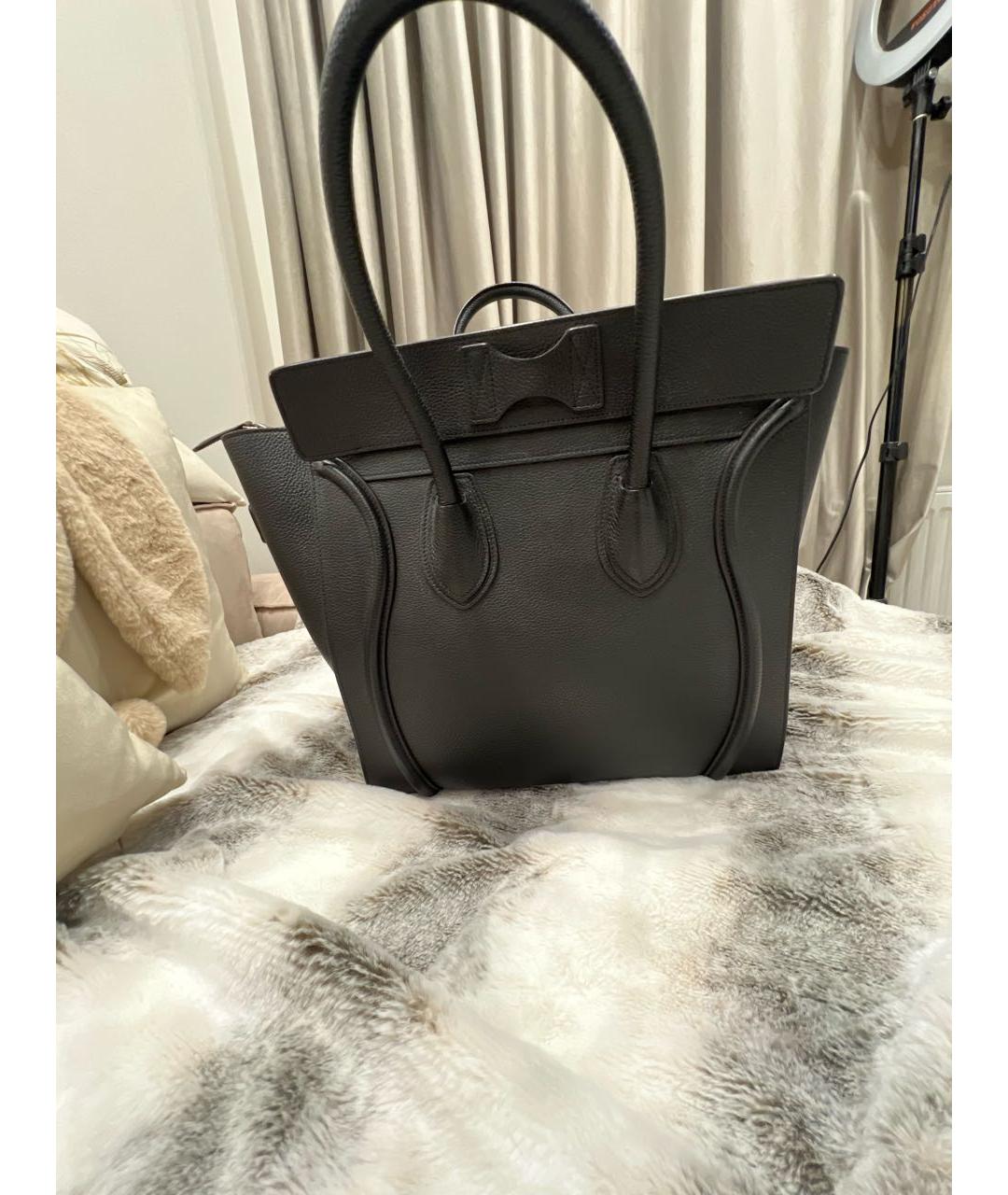 CELINE Черная кожаная сумка с короткими ручками, фото 3