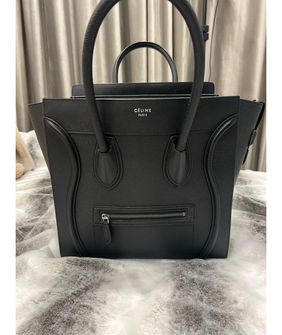 CELINE Черная кожаная сумка с короткими ручками, фото 5