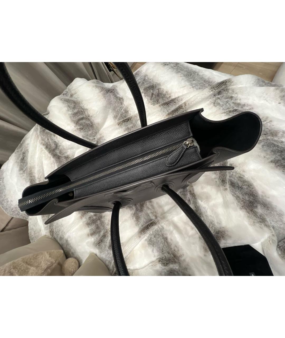 CELINE Черная кожаная сумка с короткими ручками, фото 4