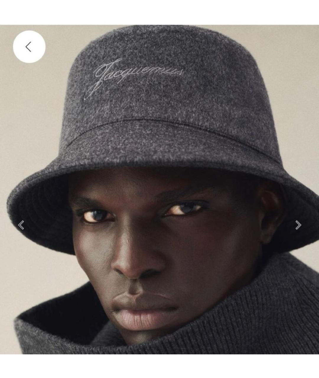 JACQUEMUS Антрацитовая кашемировая шапка, фото 3