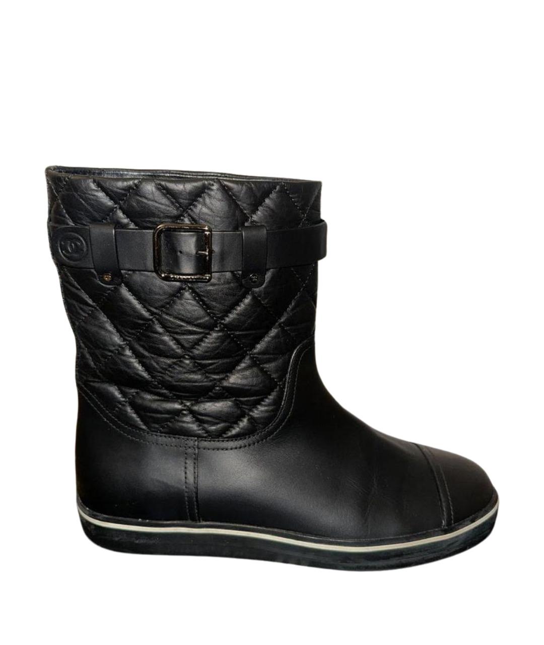 CHANEL Черные кожаные ботинки, фото 1