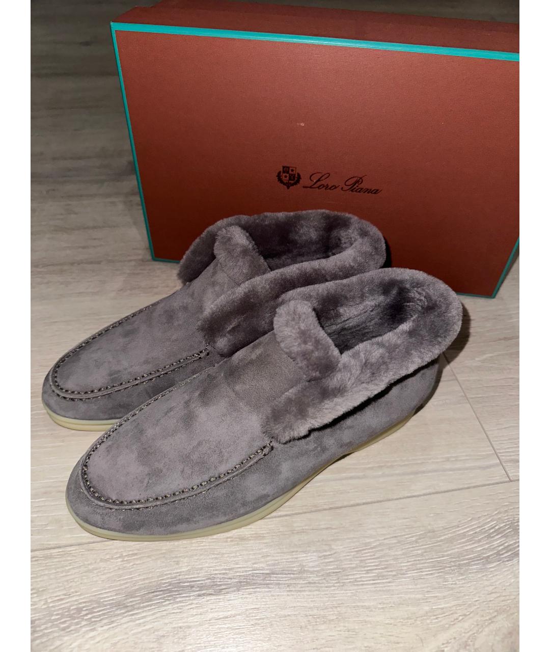 LORO PIANA Серые замшевые лоферы, фото 2