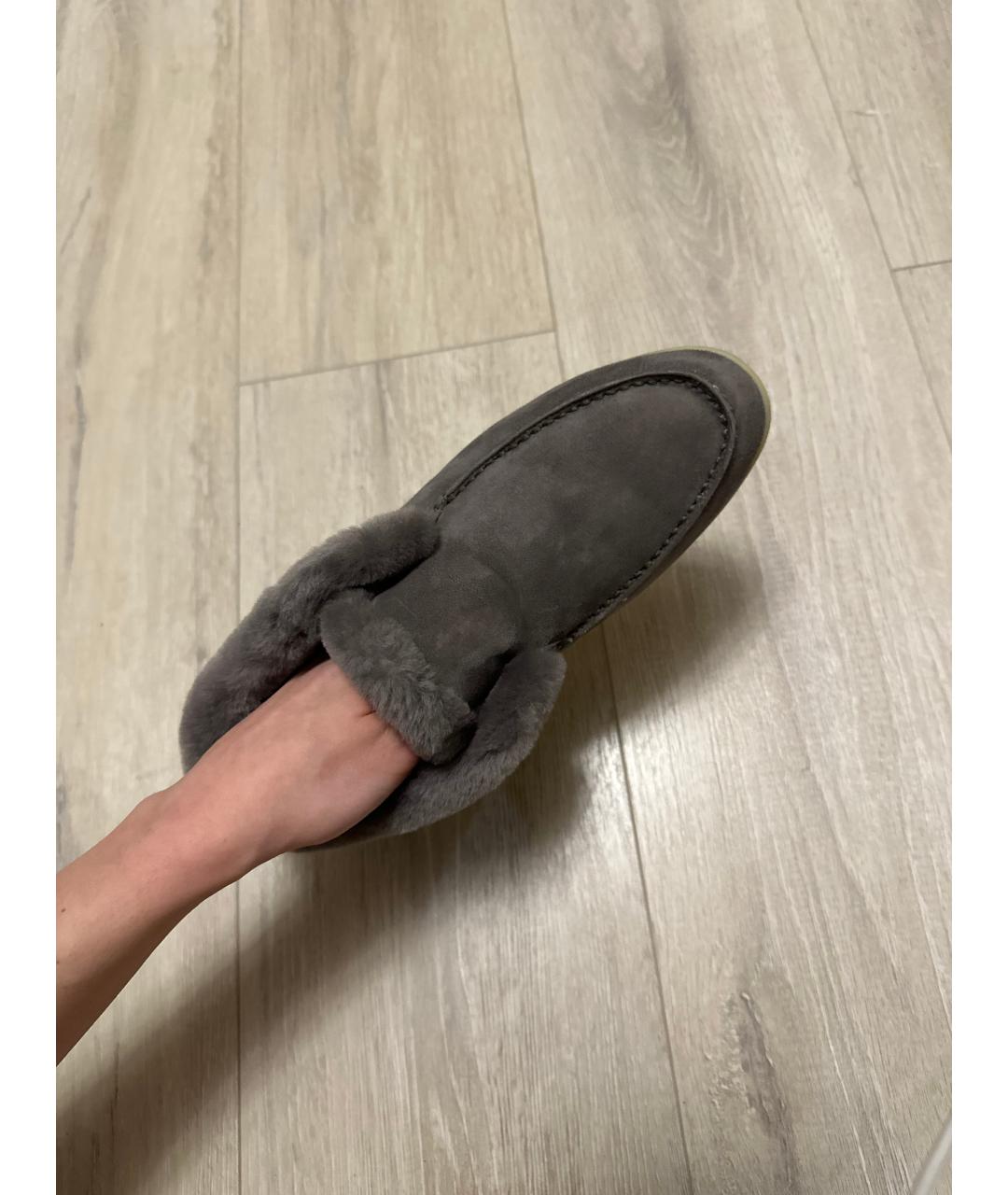 LORO PIANA Серые замшевые лоферы, фото 4
