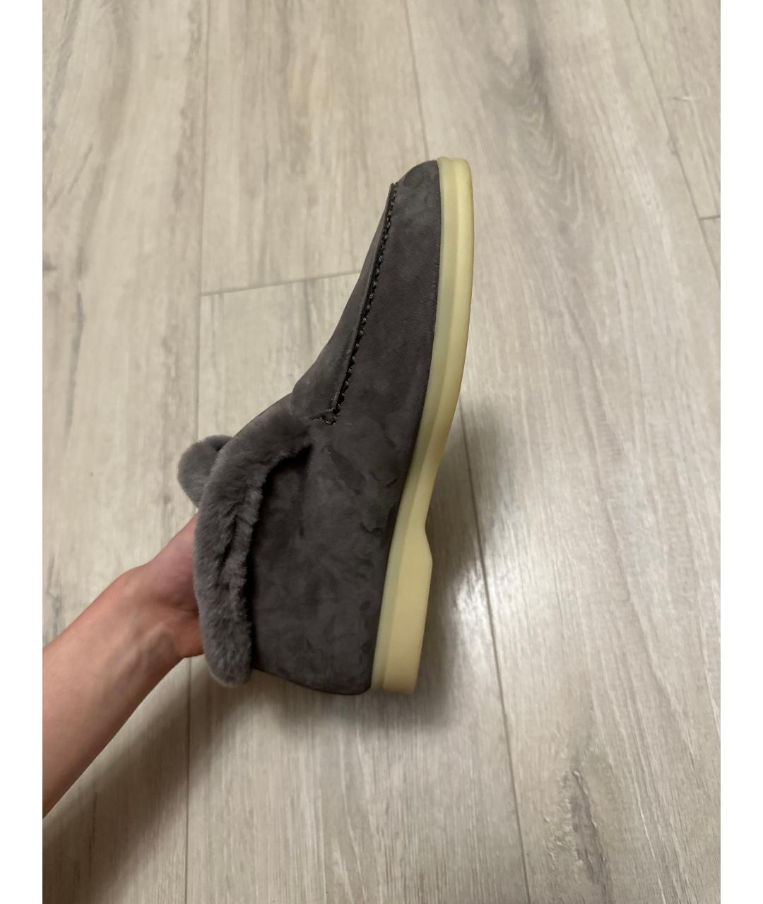 LORO PIANA Серые замшевые лоферы, фото 6